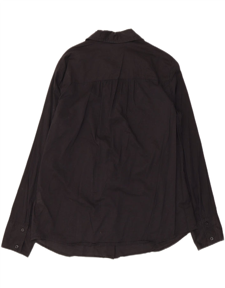 BENETTON Womens Shirt UK 14 Medium Black Cotton