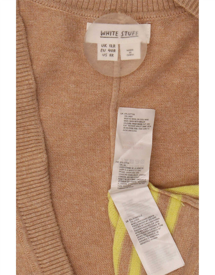 White Stuff Damen-Strickjacke in Übergröße, Gr. 12, Mittelbeige, gestreift