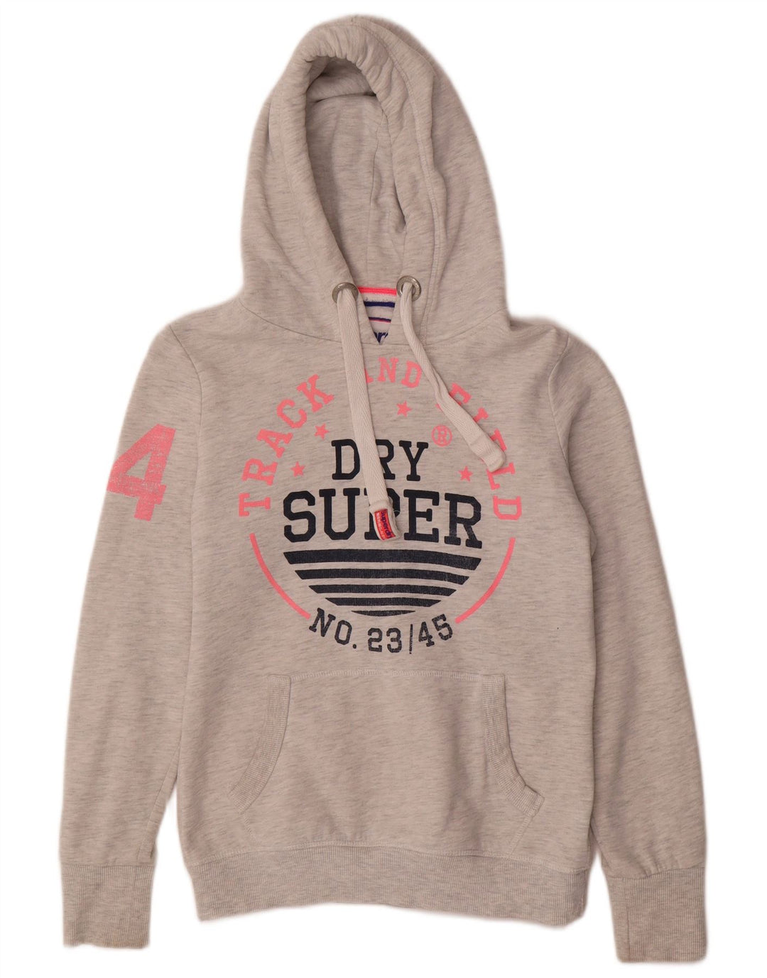 SUPERDRY Damen-Kapuzenpullover mit Grafik, UK 10, Größe S, Grau, Baumwolle