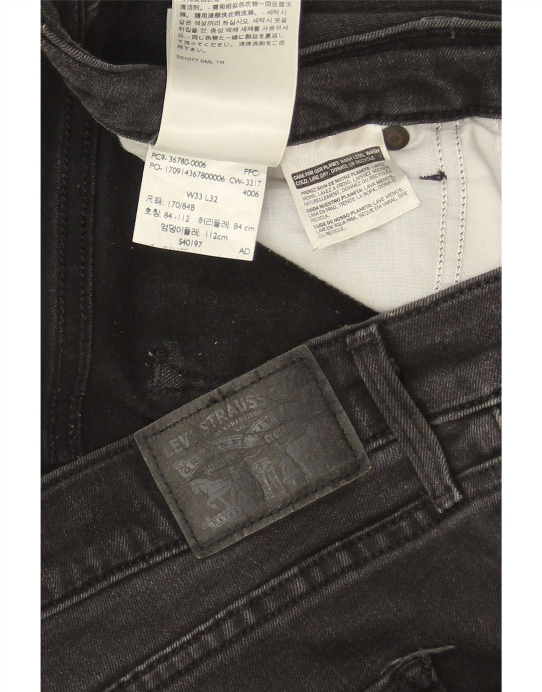 Levi's Herren Skinny Jeans W33 L32 Graue Baumwolle