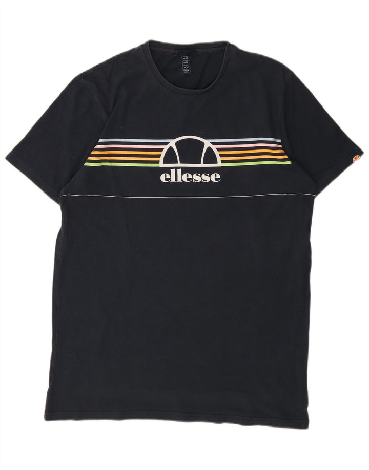 ELLESSE Herren Grafik-T-Shirt-Oberteil Mittel Marineblau gestreift