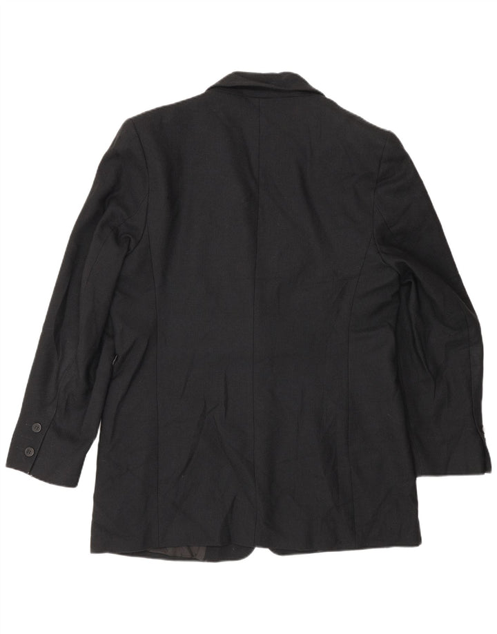 Marks & Spencer Damen 1-Knopf-Blazerjacke UK 16 Große schwarze Wolle