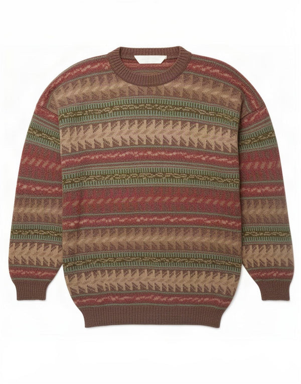 St. Bernard Mens Crew Neck Jumper Sweater XL Multicoloured Geometric Wool