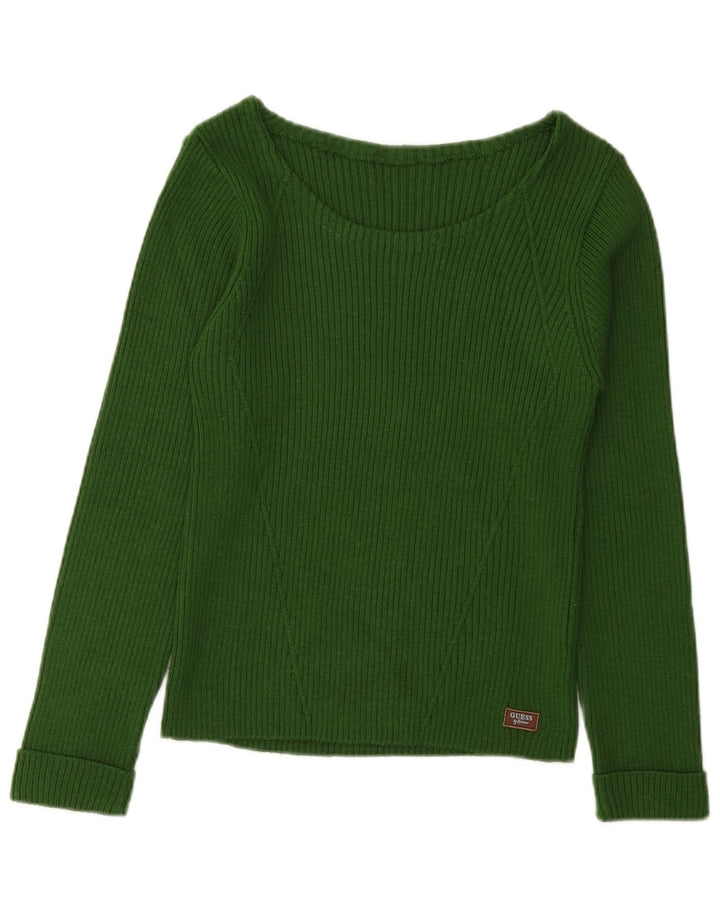 Guess Damen-Pullover mit U-Boot-Ausschnitt, Gr. 8, Grün