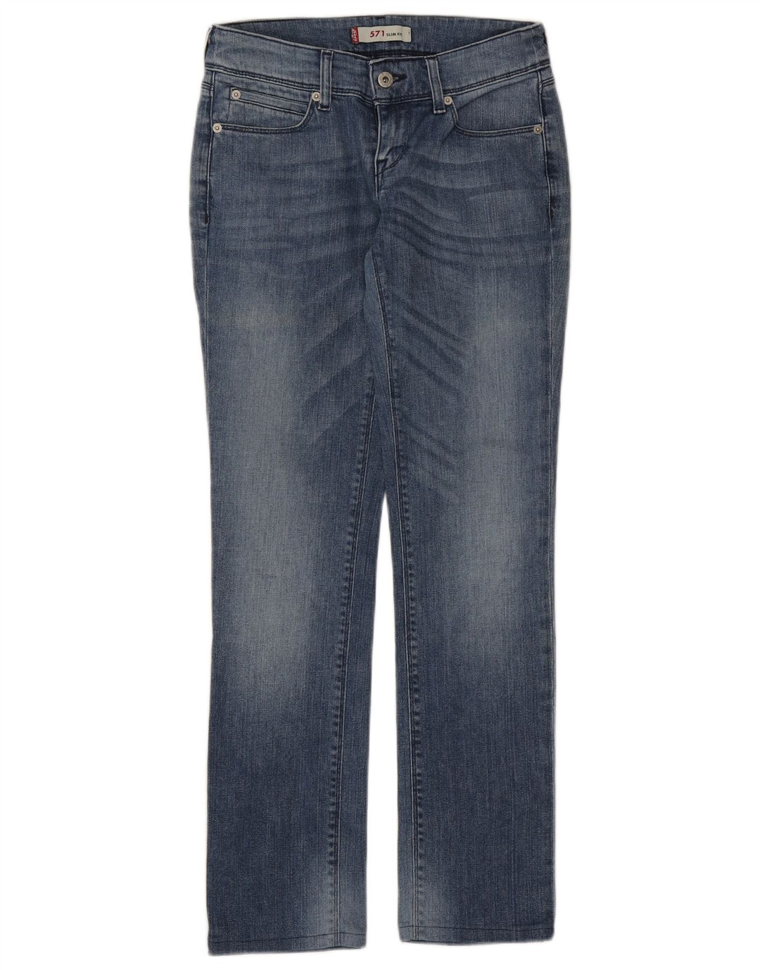 Levi's Damen 571 Slim Jeans W28 L30 Blaue Baumwolle