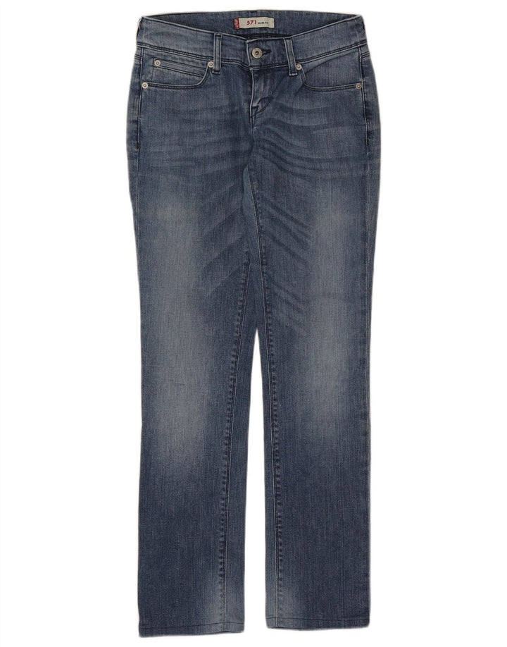 Levi's Damen 571 Slim Jeans W28 L30 Blaue Baumwolle