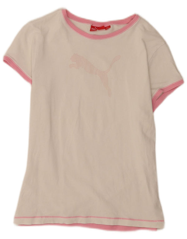 Puma Damen Graphic T-Shirt Top UK 14 Mittelweiße Baumwolle