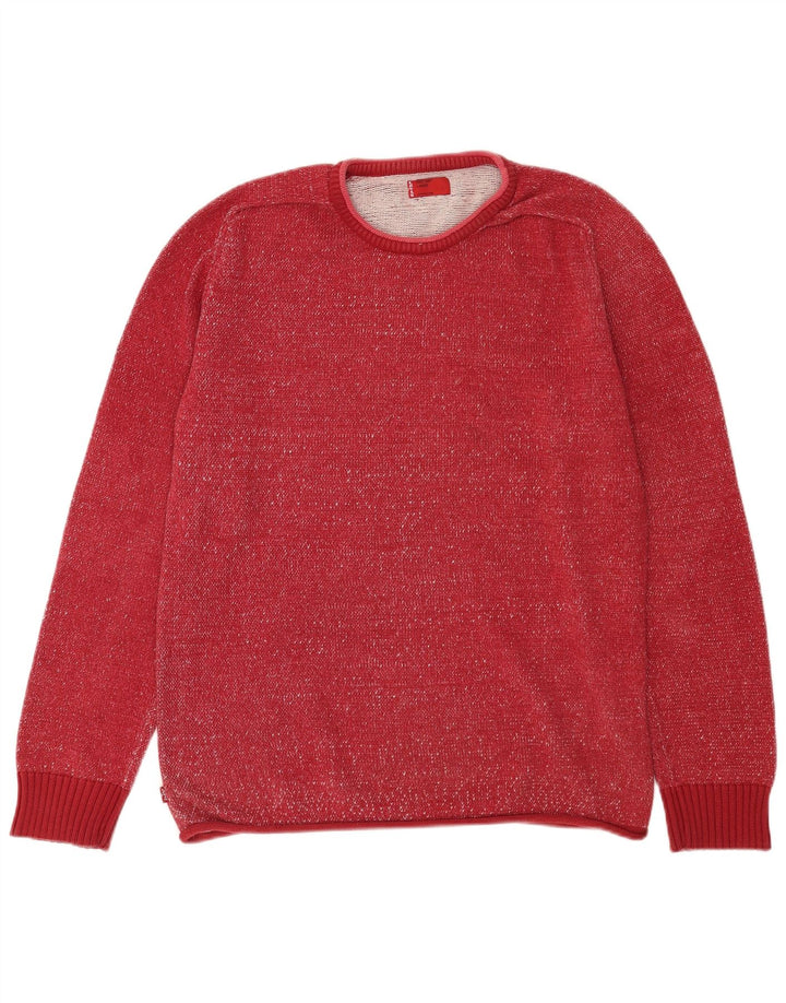 Levi's Herren-Pullover mit Rundhalsausschnitt, groß, rot gefleckte Baumwolle
