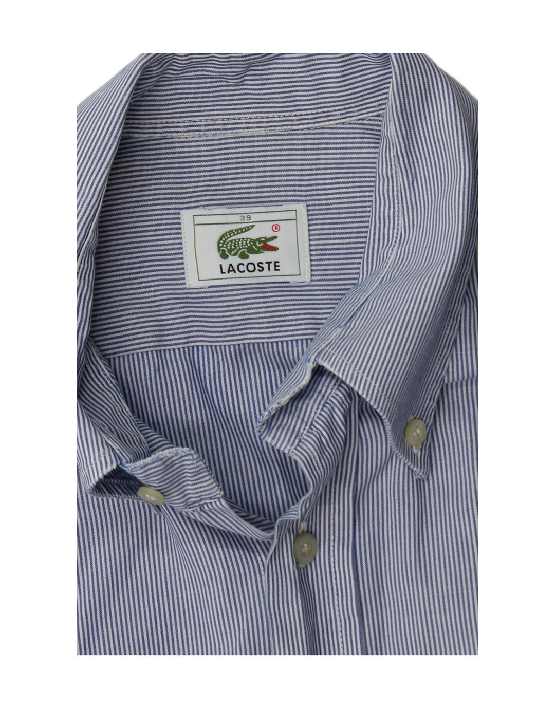 LACOSTE Herrenhemd Größe 39 Mittelblauer Nadelstreifen