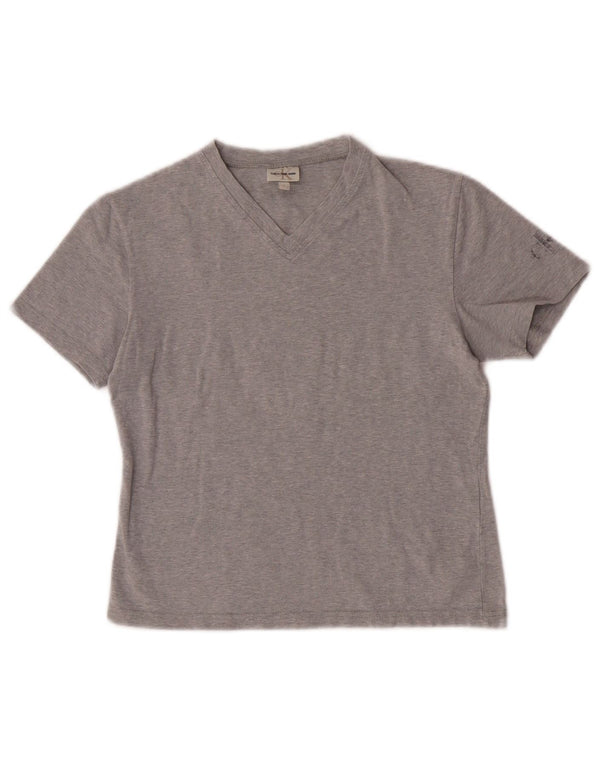 CALVIN KLEIN JEANS Damen Crop T-Shirt Top UK 8 Small Grau