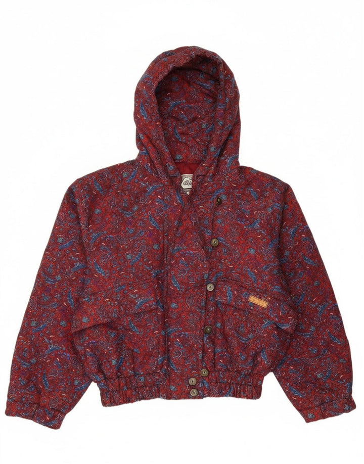 oltre Damen-Bomberjacke mit Kapuze, übergroß, Gr. 10, klein, rot, Paisleymuster