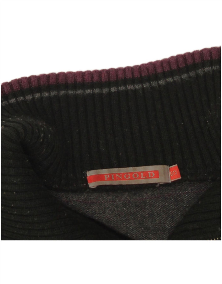 Vintage Herren-Pullover mit Reißverschluss am Hals, klein, grau, Farbblock