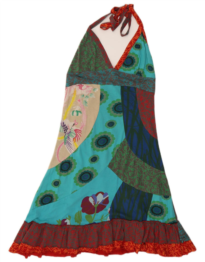 Desigual Damen-Kleid mit grafischem Neckholder, Gr. 8, klein, mehrfarbig, mit Blumenmuster