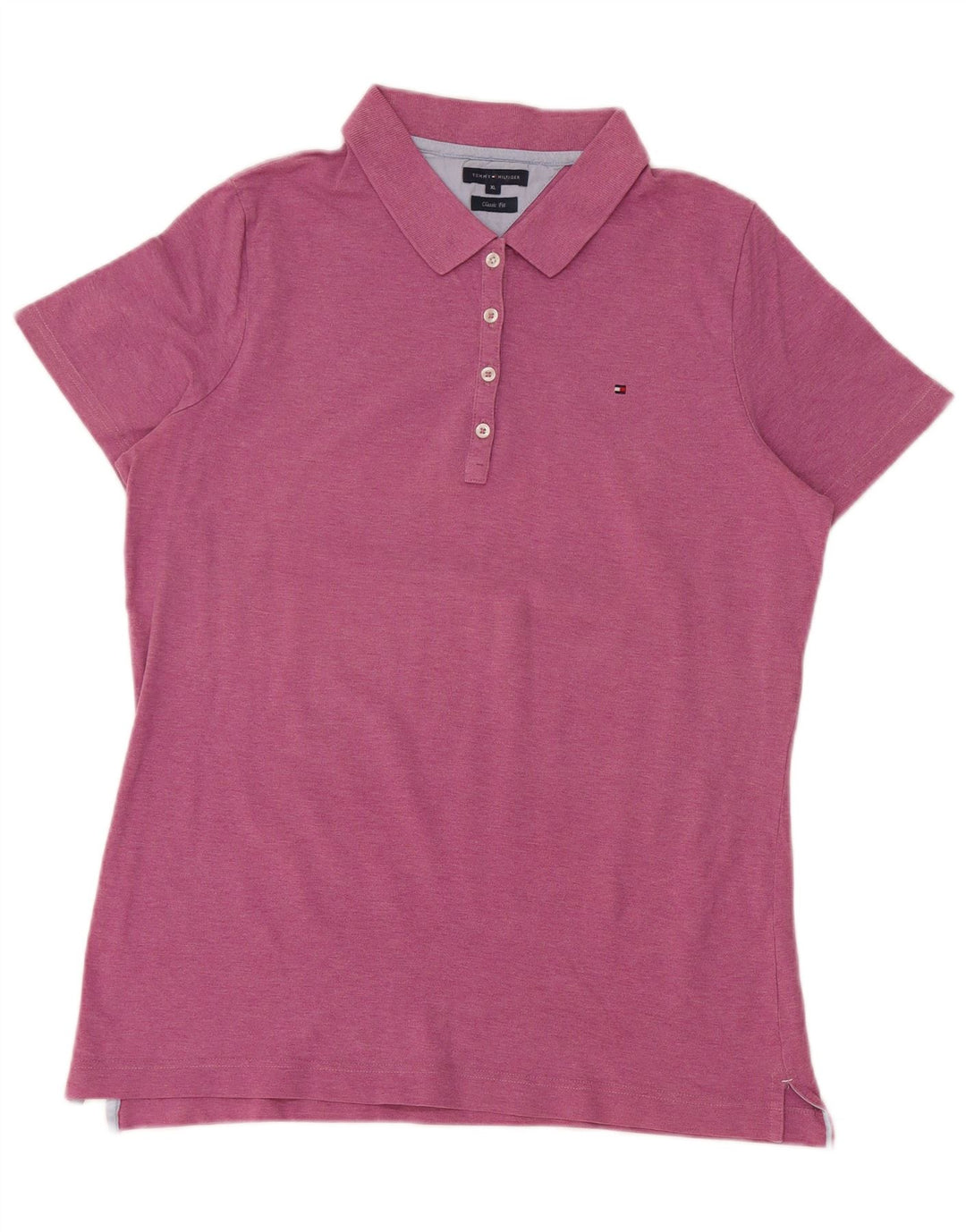 TOMMY HILFIGER Damen-Poloshirt mit klassischer Passform, UK 18, XL, Rosa, Baumwolle