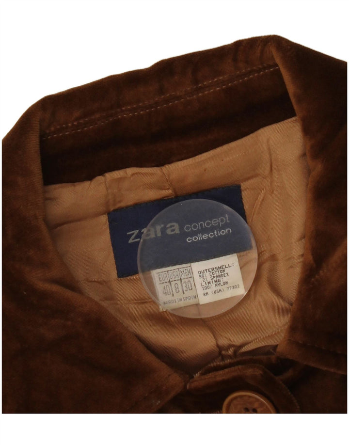 Zara Damen Samtmantel EU 40 Mittelbraune Baumwolle