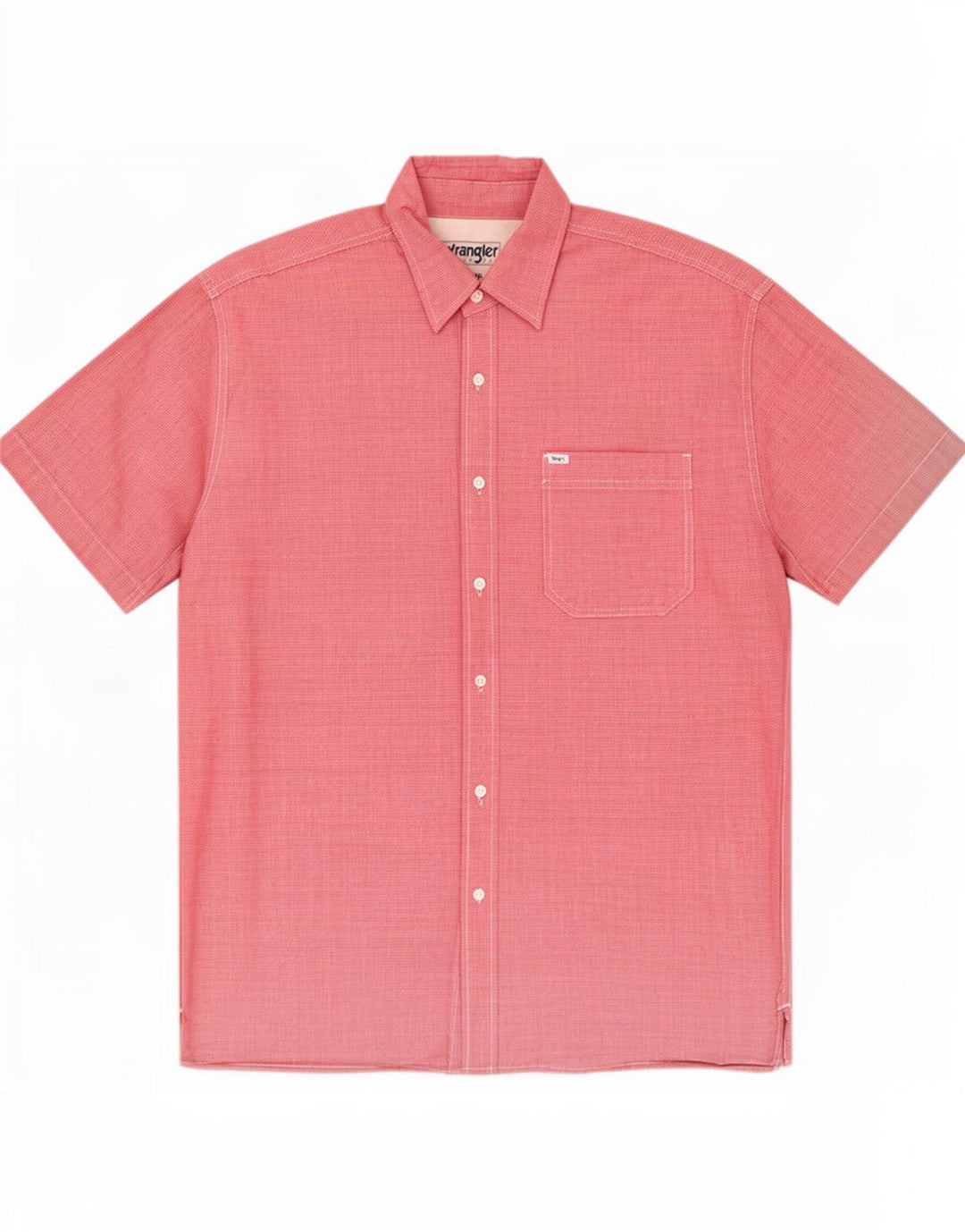 Wrangler Herren-Kurzarmhemd XL aus roter Hahnentrittmuster-Baumwolle