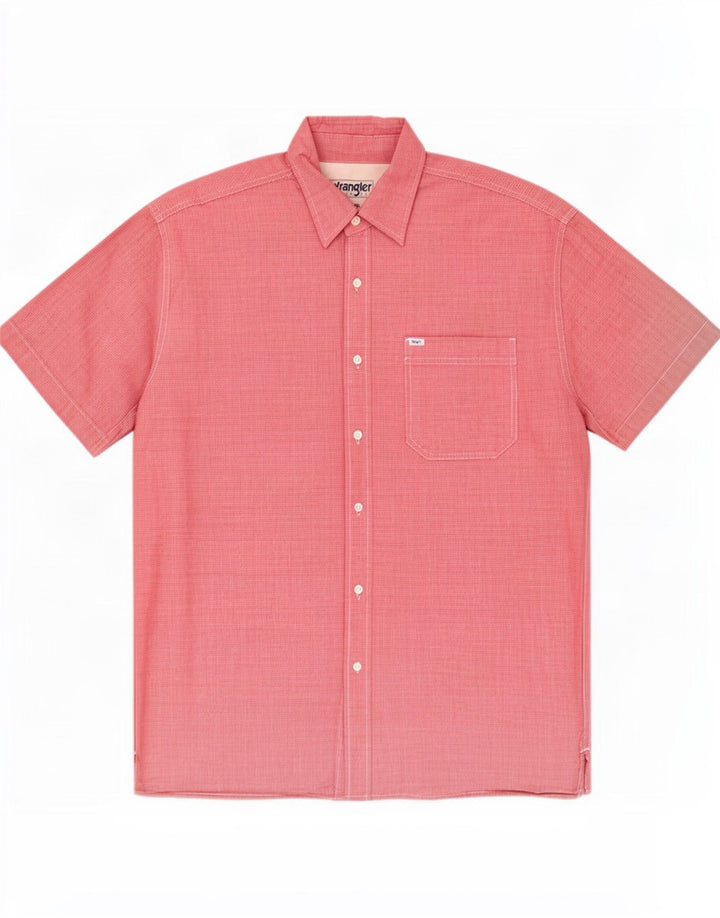 Wrangler Herren-Kurzarmhemd XL aus roter Hahnentrittmuster-Baumwolle