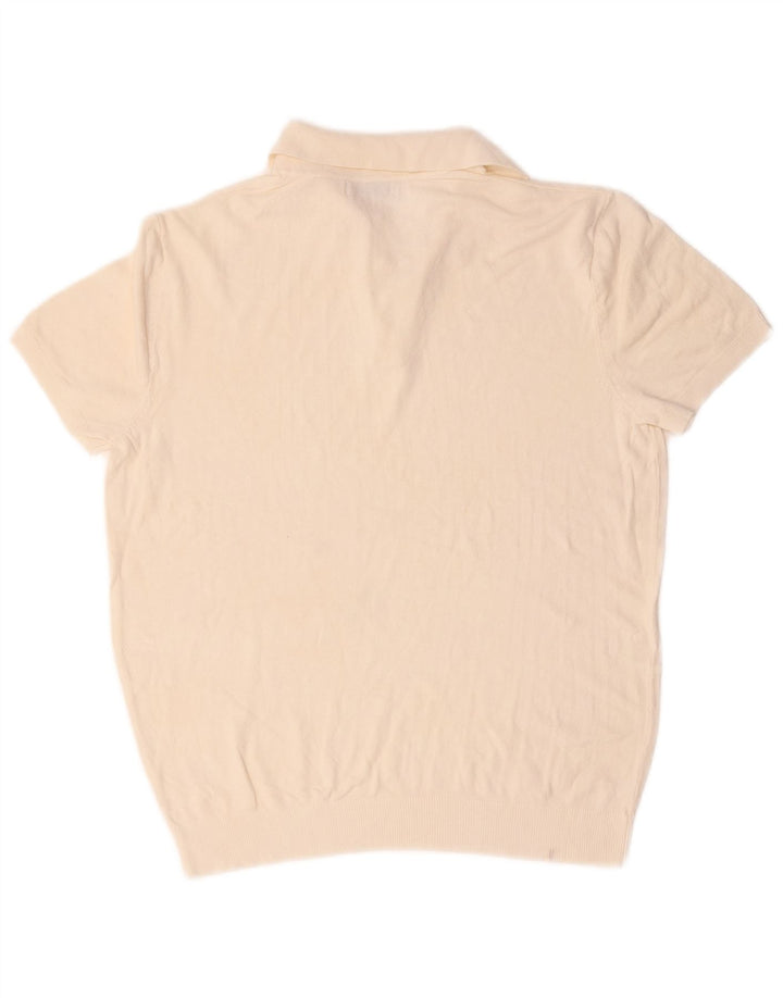 Zara Herren-Pullover mit Polokragen, kurzärmelig, mittelgroß, gebrochenes Weiß