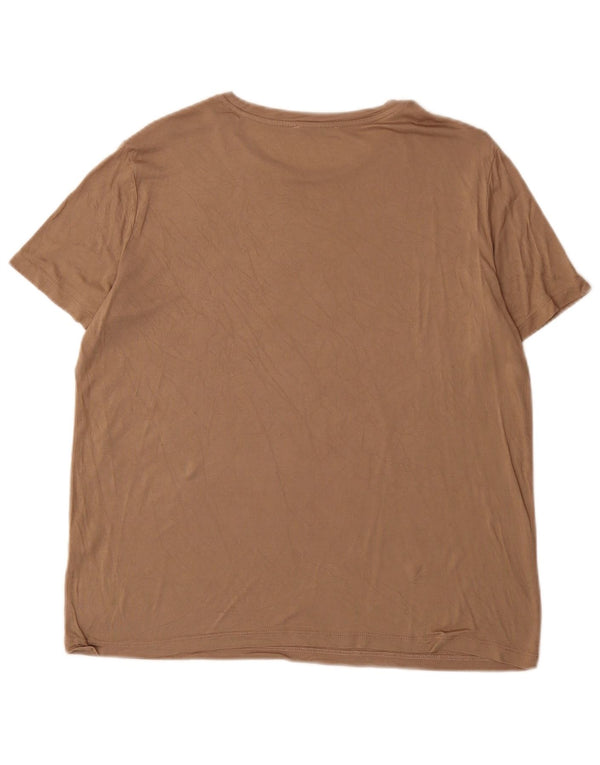 Zara Damen T-Shirt Top UK 18 XL Braune Viskose