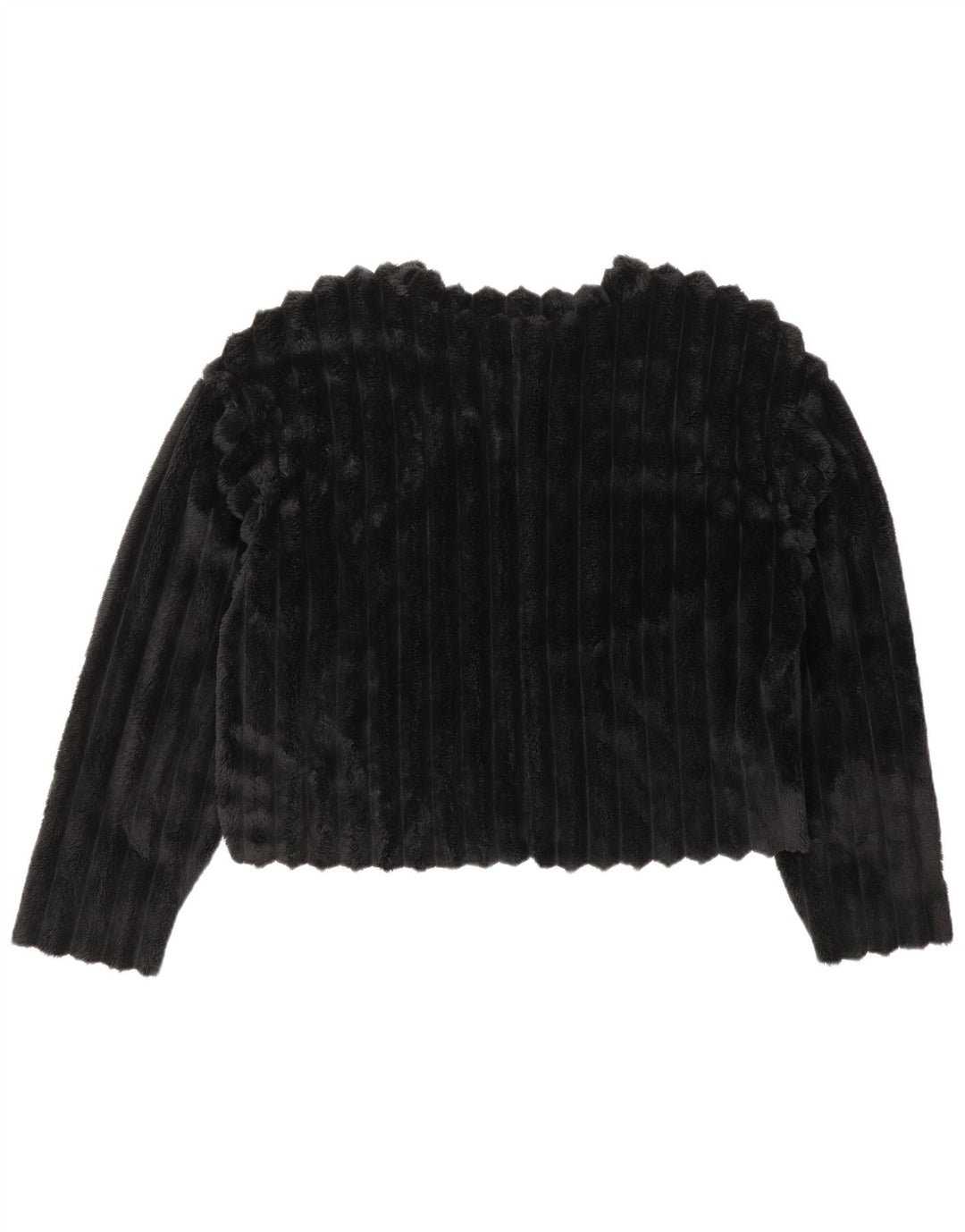 ZARA Damen Crop Fleece Pullover UK 14 Medium Schwarz