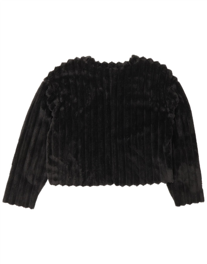 ZARA Damen Crop Fleece Pullover UK 14 Medium Schwarz