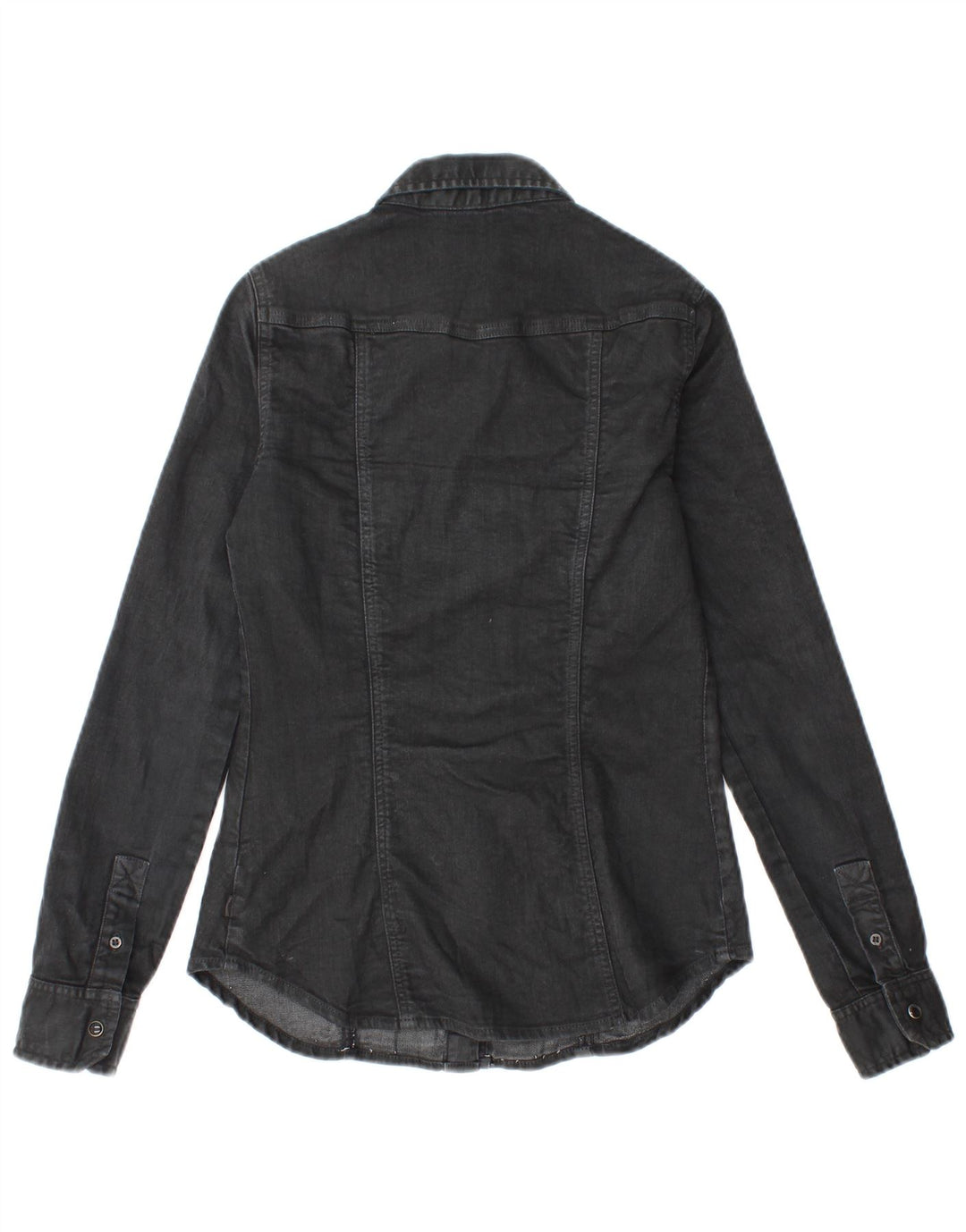 Zara Damen Jeanshemd UK 10 Small Schwarz Baumwolle