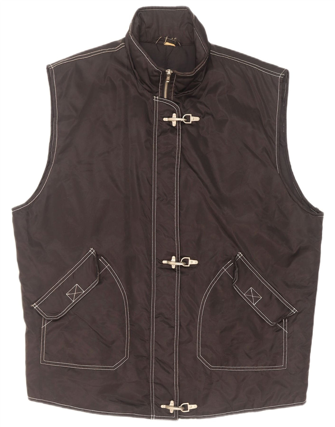Vintage Damen Übergroße Utility-Gilet UK 20/22 XL Schwarzes Polyamid