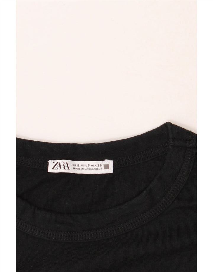 ZARA Womens T-Shirt Top UK 10 Small Black Vintage Zara and Second-Hand Zara from Messina Hembry 