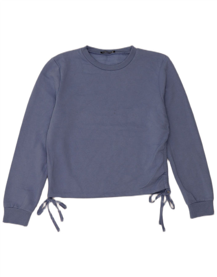 Zara Damen-Sweatshirt-Pullover UK 14 Mittelblaues Polyester