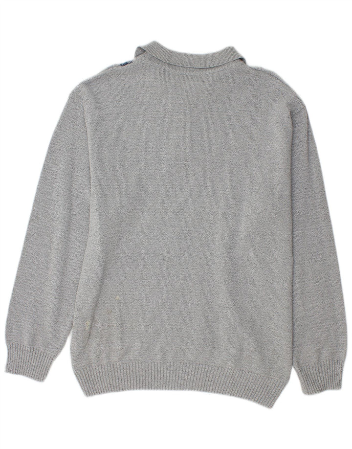 Vintage Herren Rollkragenpullover Pullover mittelgrau geometrisch