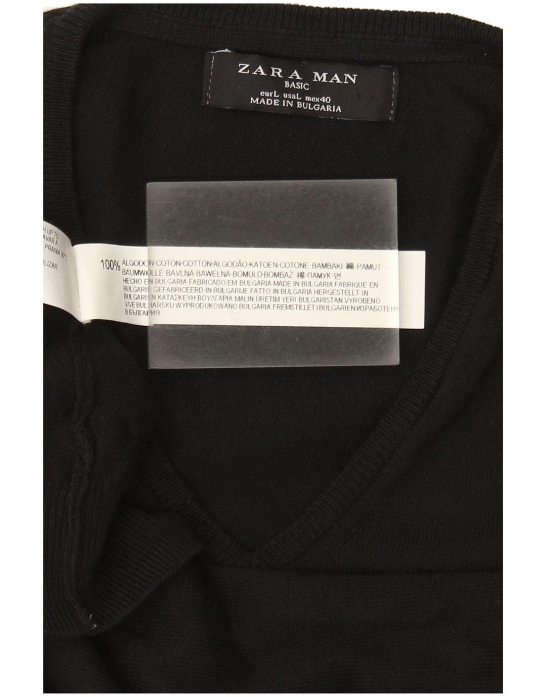 Zara Herren Basic Weste Tank Top Large Schwarz Baumwolle
