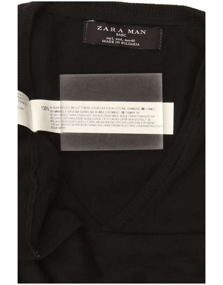 Zara Herren Basic Weste Tank Top Large Schwarz Baumwolle