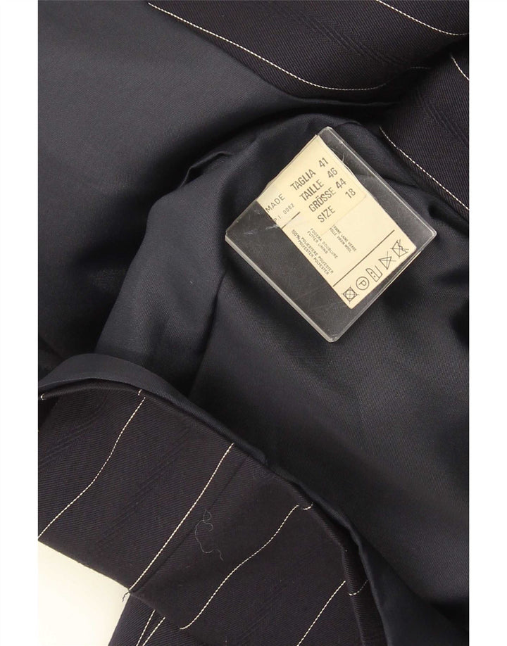 ELENA MIRO Damen 2-Knopf-Blazerjacke UK 18 XL Marineblau gestreifte Wolle