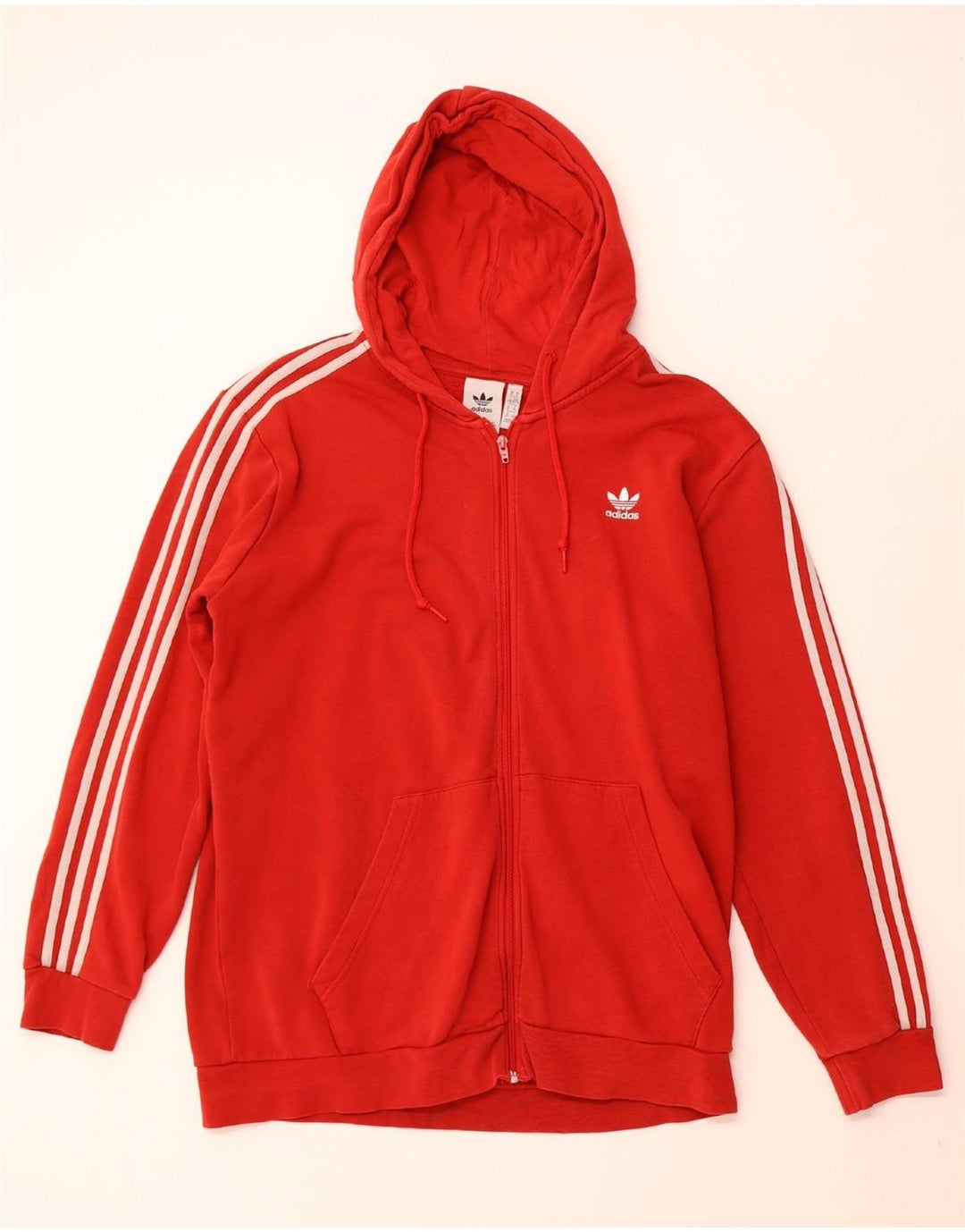 ADIDAS Herren-Kapuzenpullover mit Reißverschluss, XL, rote Baumwolle