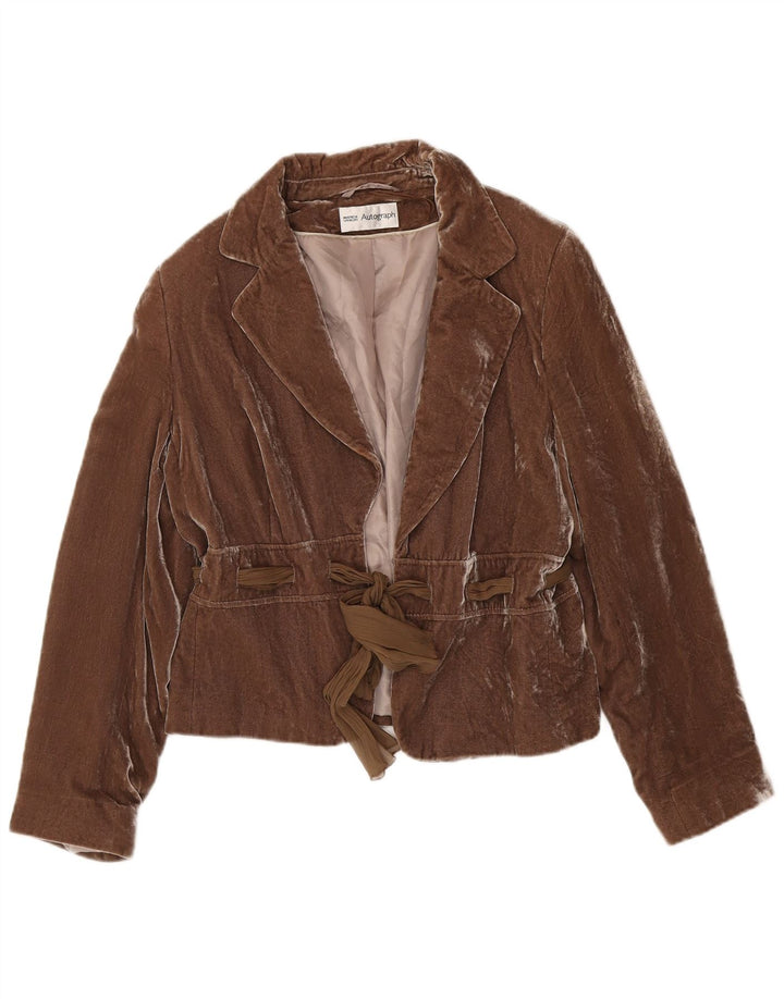 Marks & Spencer Damen Autograph Velvet Blazer Jacke UK 14 Mittelbraun