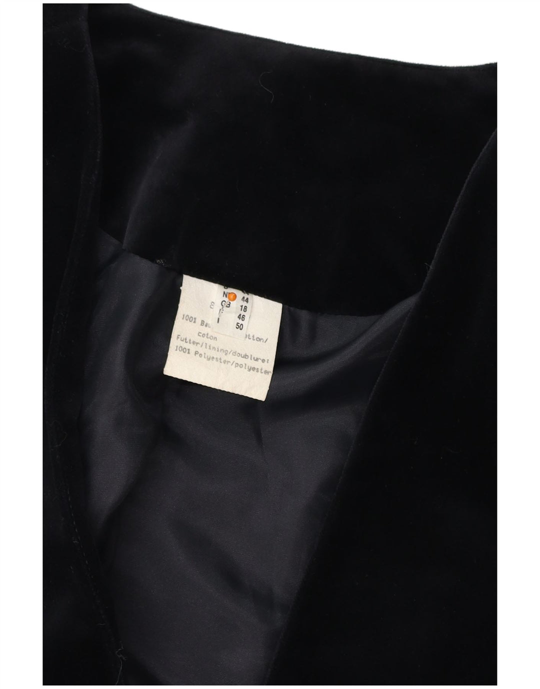 VINTAGE Damen 3-Knopf-Samt-Blazerjacke UK 18 XL Schwarze Baumwolle