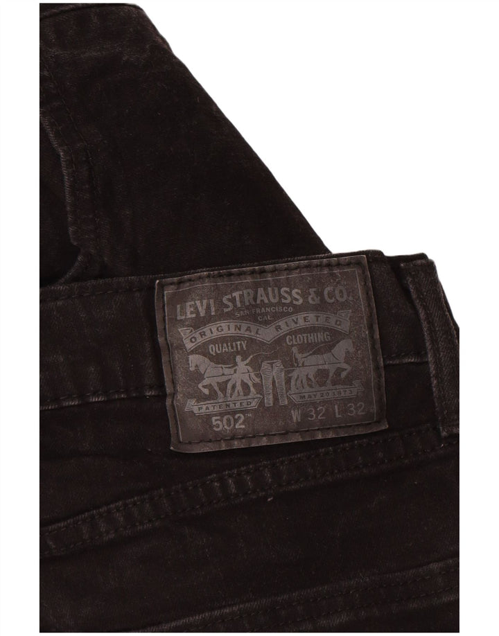 Levi's Herren 502 Tapered Jeans W32 L32 Schwarze Baumwolle
