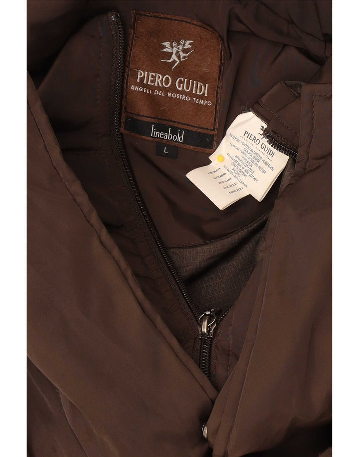 Piero Guidi Herren-Mantel mit Kapuze, gepolstert, UK 40, Größe L, braun, Polyester
