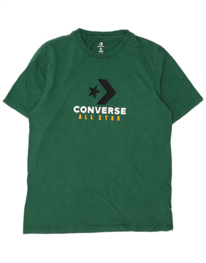Converse Herren Grafik-T-Shirt-Oberteil aus mittelgrüner Baumwolle