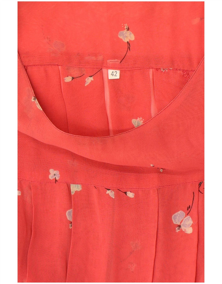 VINTAGE Womens See Through A-Line Dress IT 42 Medium Pink Floral