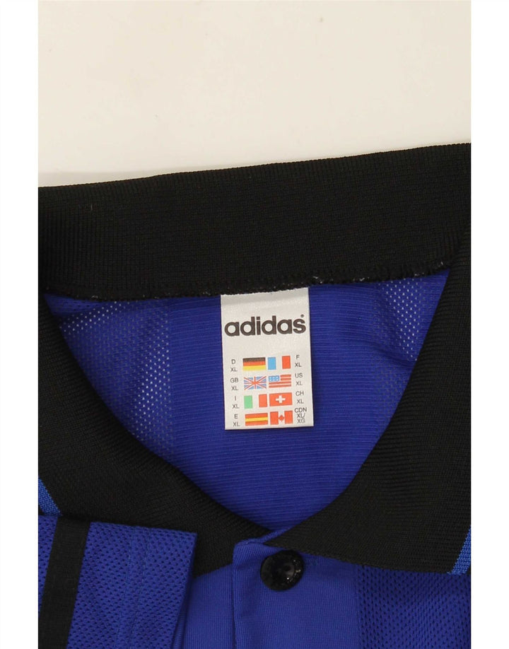 Adidas Herren Poloshirt XL Blau gestreift Polyester