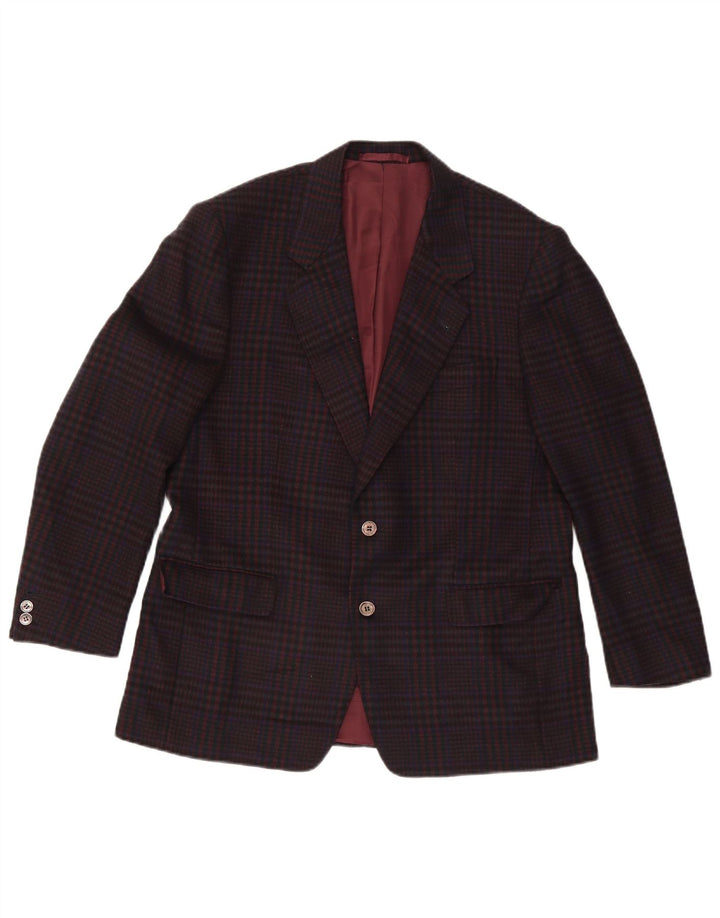Vintage Herren 2-Knopf-Blazerjacke UK 38 Mittelbraun karierte Wolle