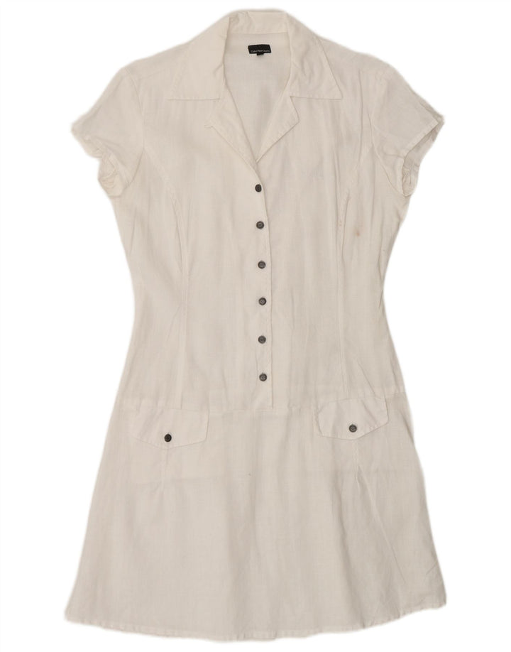 Calvin Klein Jeans Damen A-Linien-Kleid UK 14 Mittelweiß