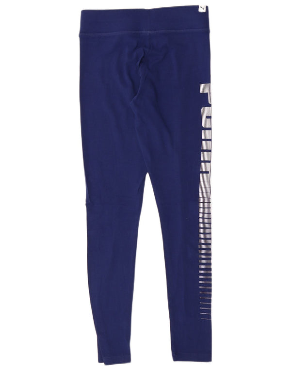 PUMA Damen Graphic Leggings UK 10 Small Blau Baumwolle