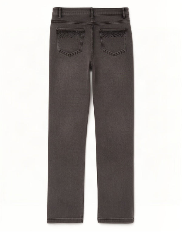 Marks & Spencer Damen Straight Jeans UK 12 Medium W30 L29 Grau Baumwolle