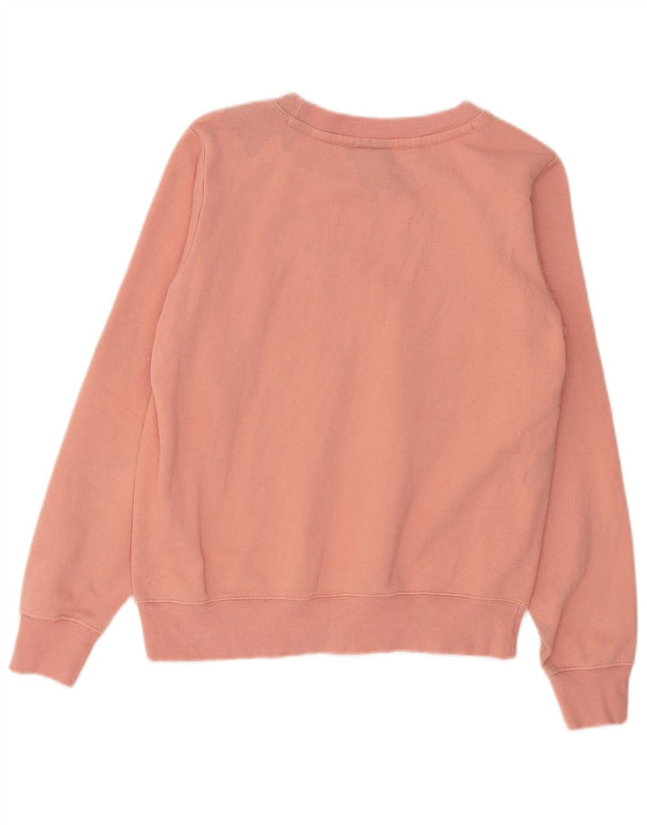 Champion Womens Graphic Sweatshirt Pullover UK 14 Mittelrosa Baumwolle