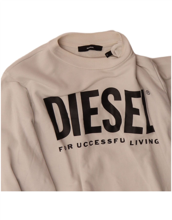 DIESEL Herren-Sweatshirt mit Grafik, Größe S, cremefarbene Baumwolle