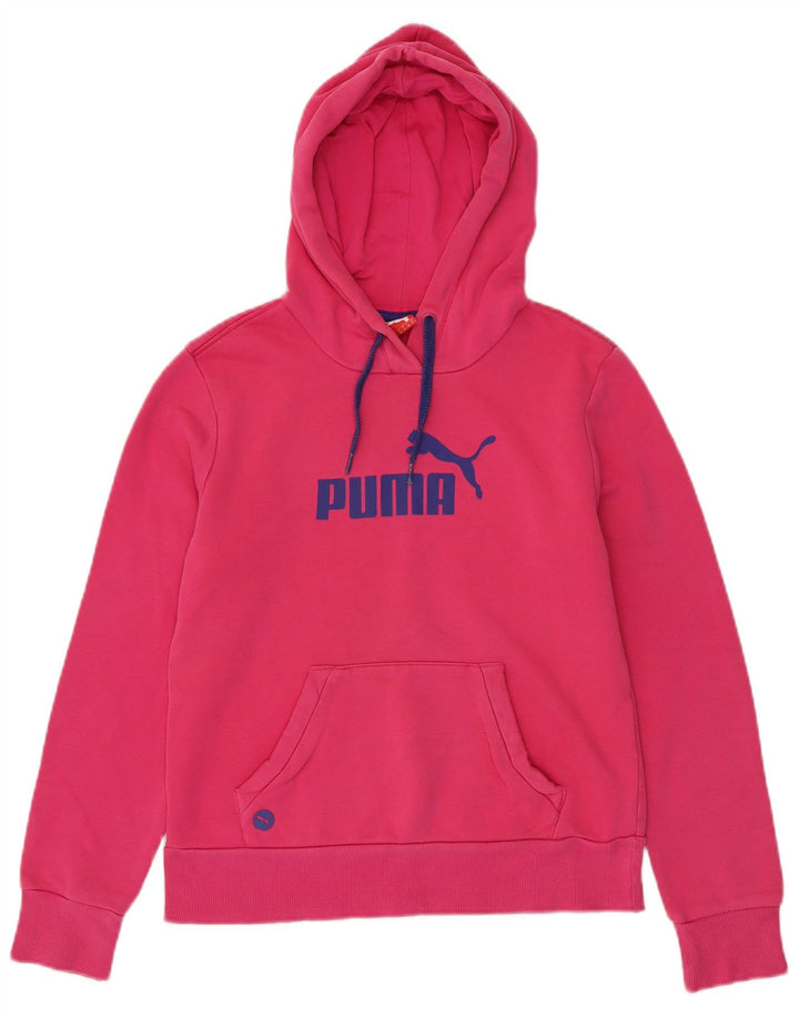 PUMA Damen Graphic Hoodie Pullover UK 12 Mittelrosa Baumwolle