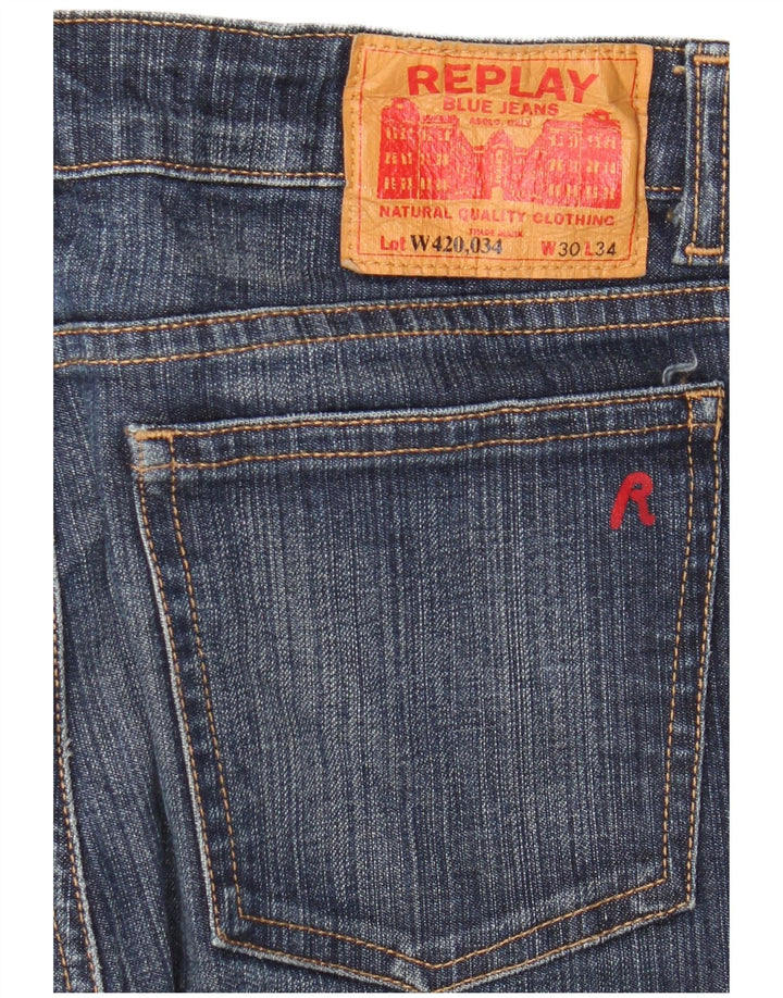 REPLAY Damen Bootcut-Jeans W30 L28 Blaue Baumwolle