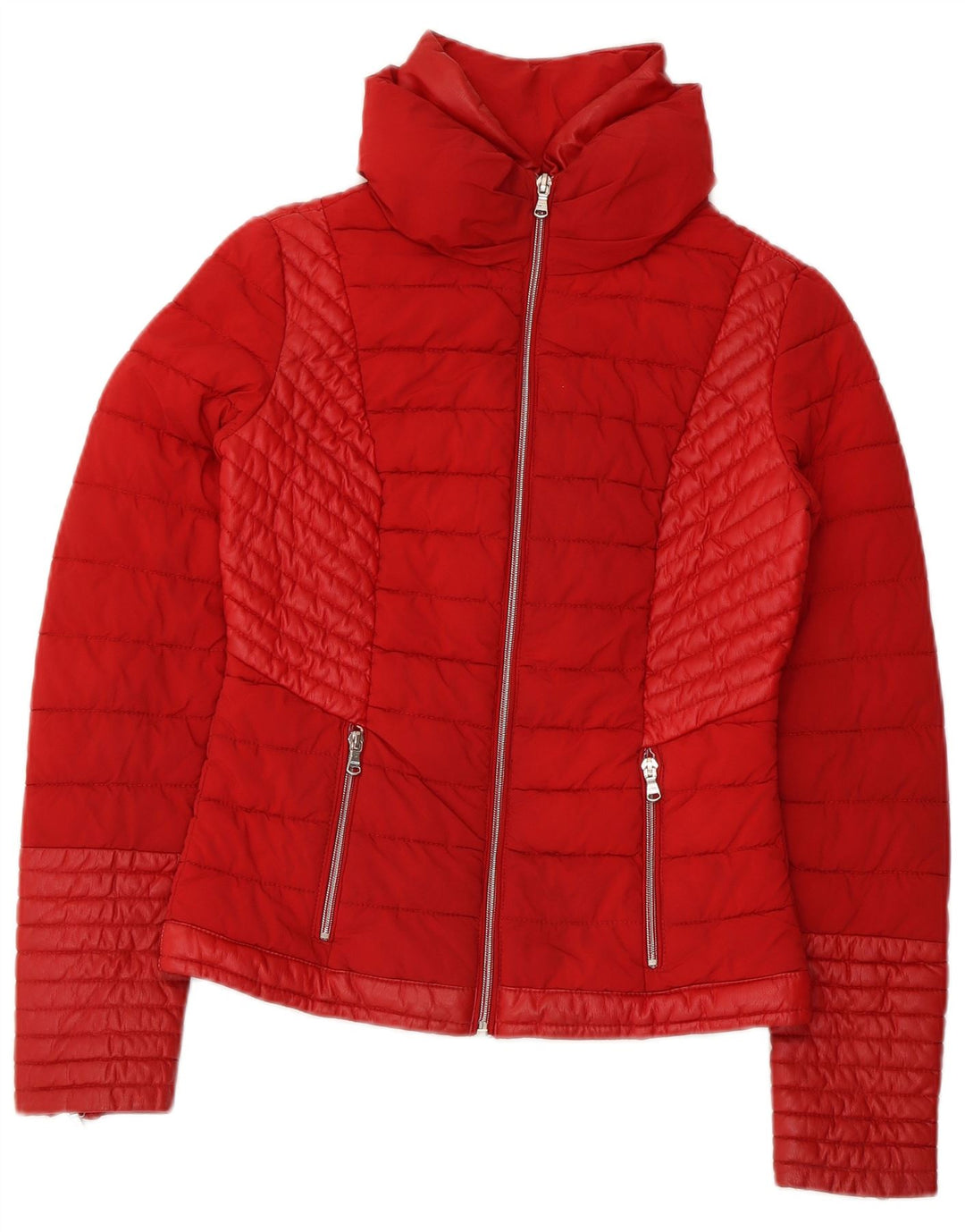 Guess Damen Wattierte Jacke UK 6 XS Rot Polyurethan